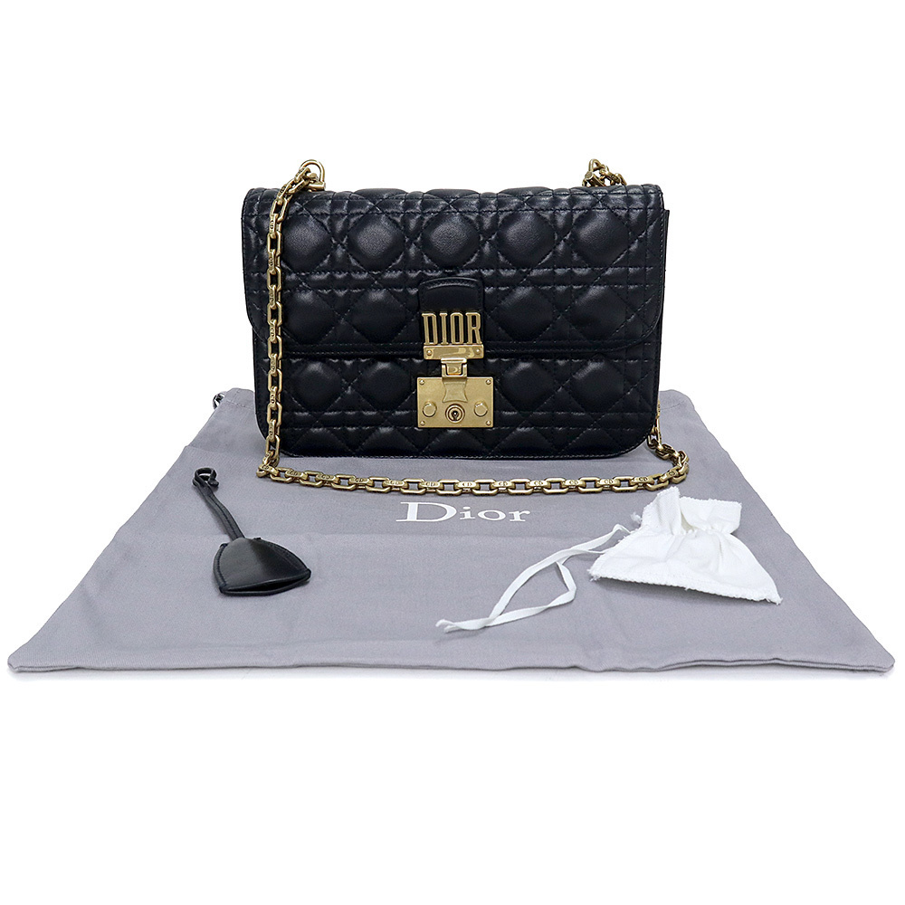 Dior Christian Shoulder Handbag Black Cannage  Chain Addict